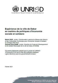 Expérience de la ville de Dakar en matière de politiques d’économie sociale et solidaire